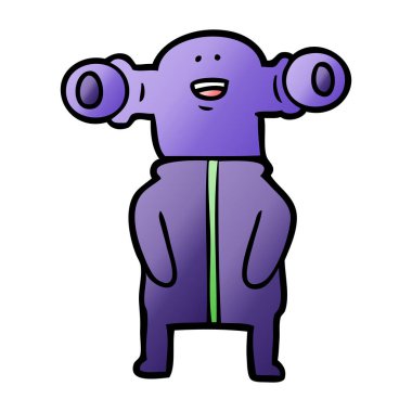 Dostu karikatür uzaylı vektör çizim