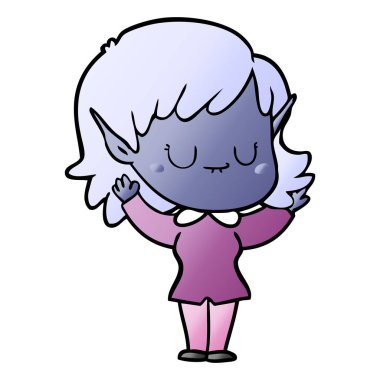 mutlu karikatür elf kızı