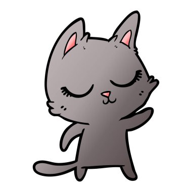 Sakin karikatür kedi vektör çizim