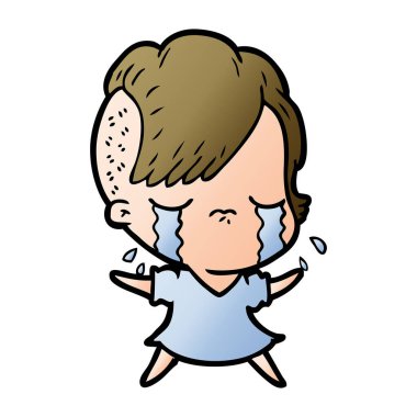 Ağlayan kızın vektör çizimi