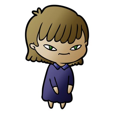 Çizgi filmdeki kadının vektör çizimi