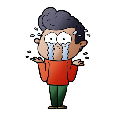 adam ağlıyor çizgi film vektör çizim