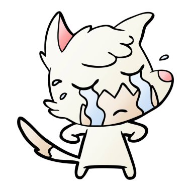 Tilki çizgi film ağlama vektör çizim