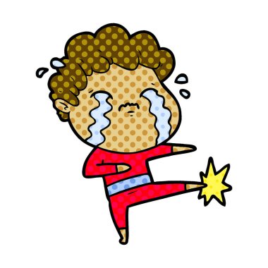 vektör çizim karikatür adam ağlıyor