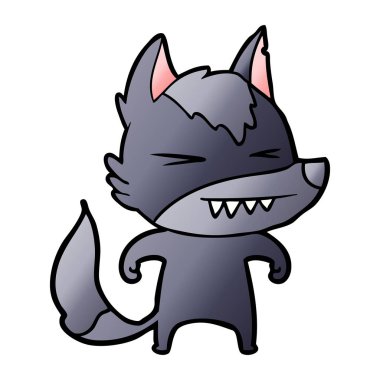 vektör çizim öfkeli wolf çizgi film