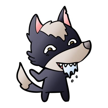 vektör çizim karikatür aç kurt