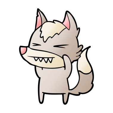 vektör çizim öfkeli wolf çizgi film