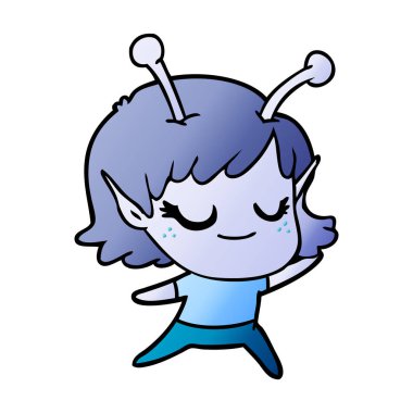 gülümseyen uzaylı kız çizgi film