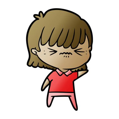 rahatsız çizgi film kız vektör çizim