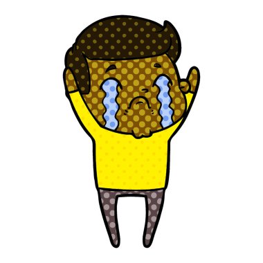 vektör çizim karikatür adam ağlıyor