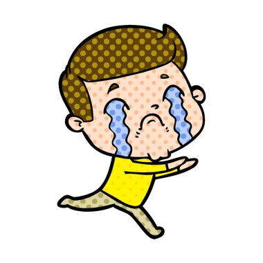 vektör çizim karikatür adam ağlıyor