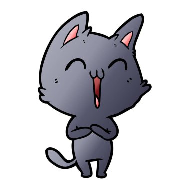 vektör çizim karikatür mutlu kedi