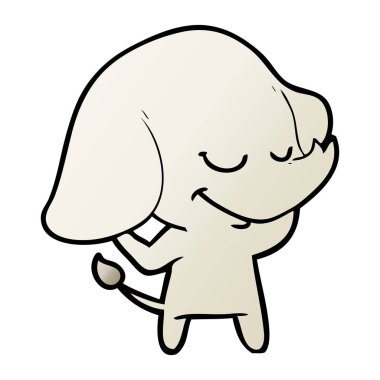 vektör çizim karikatür fil gülümseyen