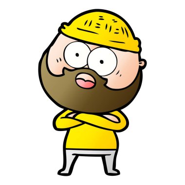 şaşırmış sakallı adam çizgi film