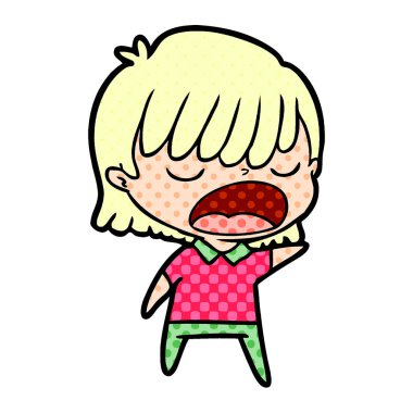 yüksek sesle konuşuyor karikatür kadın