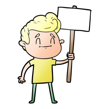 mutlu çizgi film adam vektör çizim