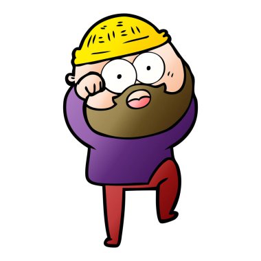 şaşırmış sakallı adam çizgi film