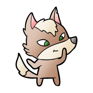 vektör çizim dostu karikatür kurt