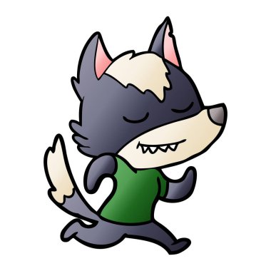 vektör çizim dostu karikatür kurt