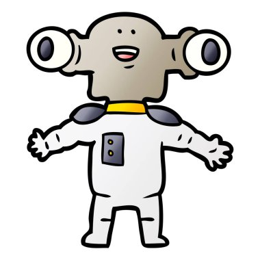 Dostu karikatür uzaylı vektör çizim