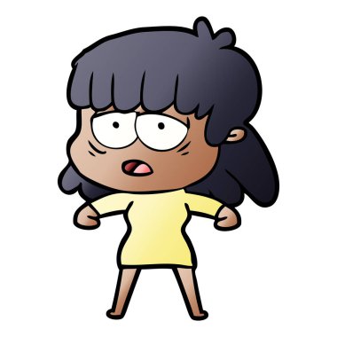 vektör çizim karikatür yorgun kadın