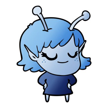 gülümseyen uzaylı kız çizgi film