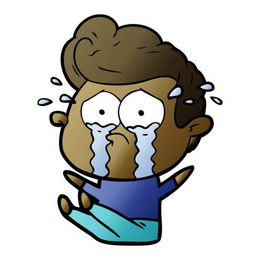 adam ağlıyor çizgi film vektör çizim