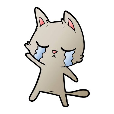 vektör çizim karikatür kedi ağlama