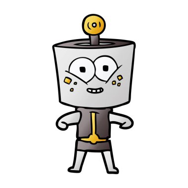 mutlu karikatür robot vektör çizim