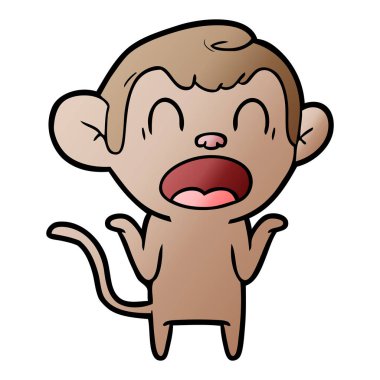 omuzlarında shrugging karikatür maymun bağırarak
