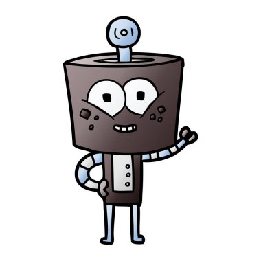 mutlu karikatür robot vektör çizim