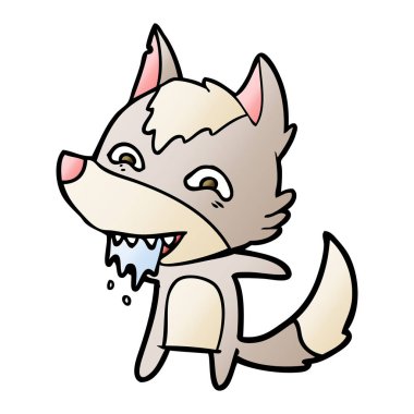 vektör çizim karikatür aç kurt