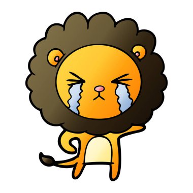 vektör çizim aslan ağlıyor çizgi film