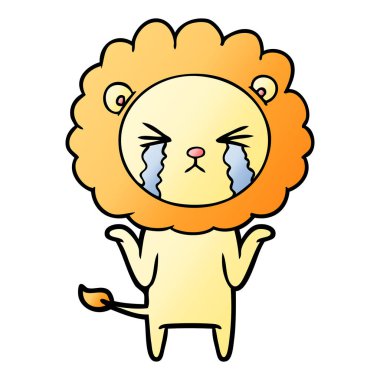 vektör çizim aslan ağlıyor çizgi film