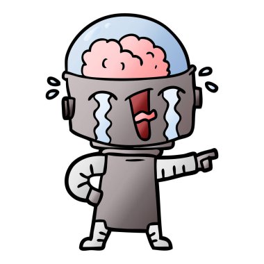 Robot işaret ağlıyor çizgi film