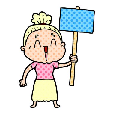 karikatür mutlu yaşlı kadın