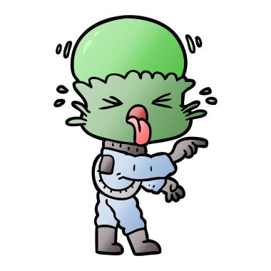 garip karikatür uzaylı işaret