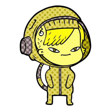 vektör çizim karikatür astronot kadın