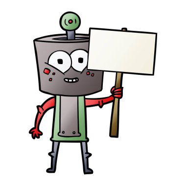 mutlu karikatür robot vektör çizim