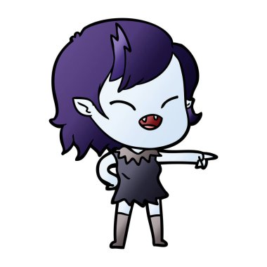 işaret ve gülüyor karikatür vampir kız
