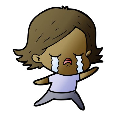 vektör çizim karikatür kız ağlıyor