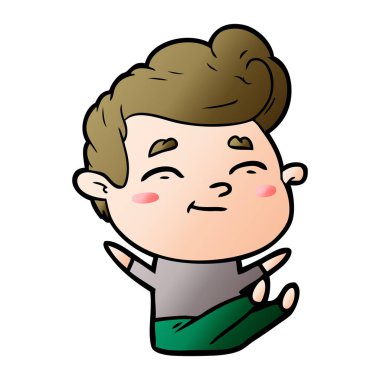 mutlu çizgi film adam vektör çizim