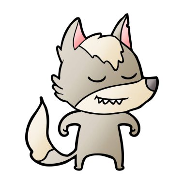 vektör çizim dostu karikatür kurt