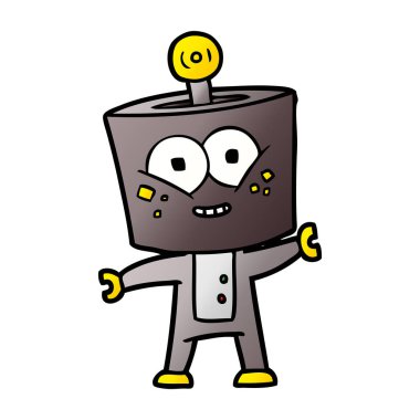 mutlu karikatür robot vektör çizim