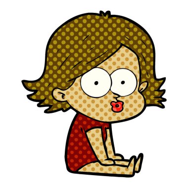 surat asmayı çizgi film kız vektör çizim