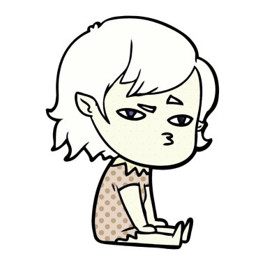 Çizgi filmdeki vampir kızın vektör çizimi