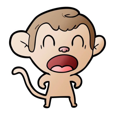 Vektör çizim üzerinde beyaz izole karikatür bağırarak maymun