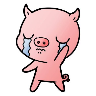 vektör çizim karikatür domuz ağlama