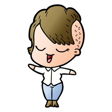 mutlu çizgi film kız vektör çizim