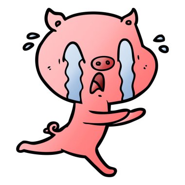 domuz karikatür ağlama vektör çizim